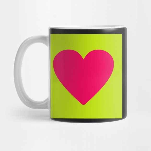 Pink heart on lime green by redumbrellashop